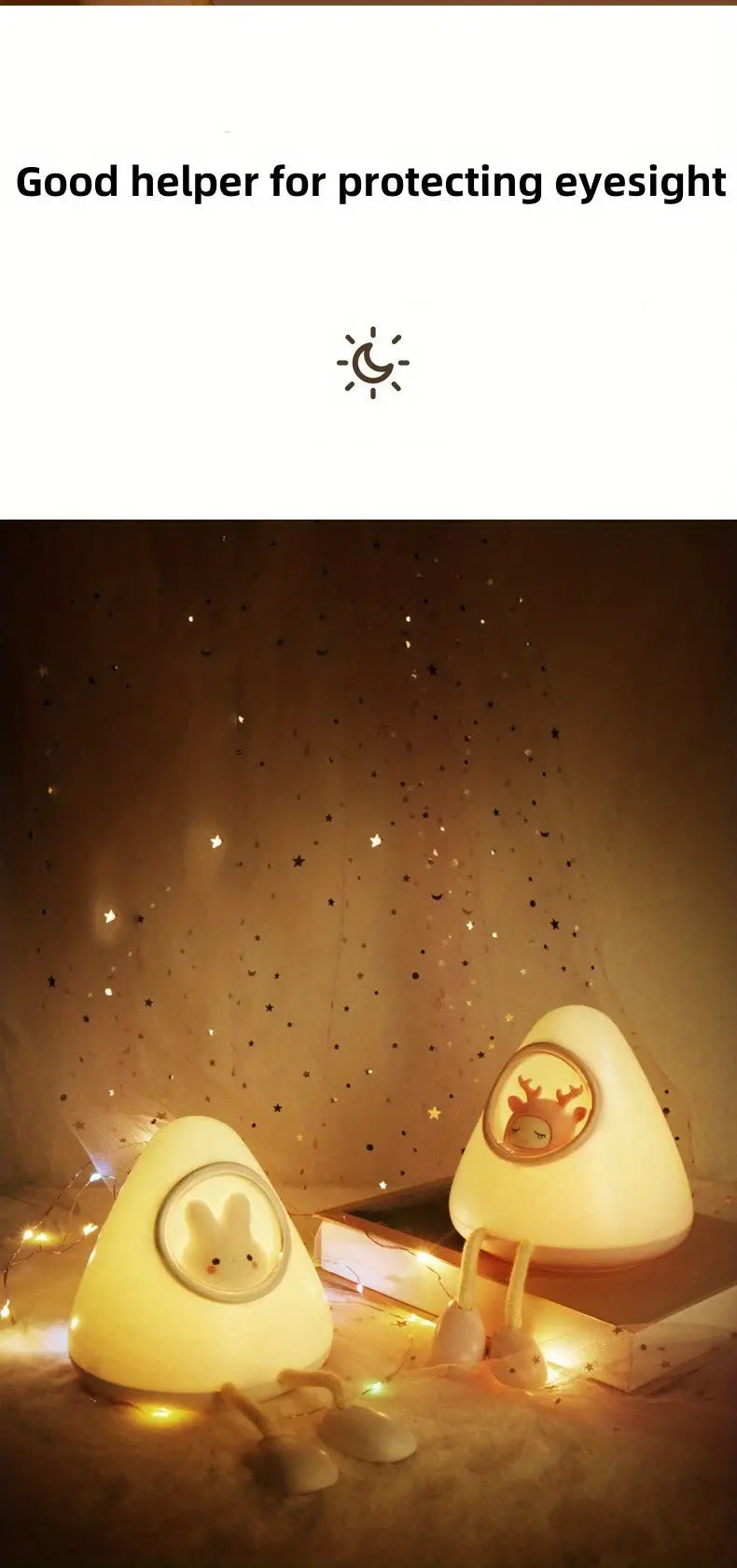 Cute Night Light for Kids - USB Rechargeable Space Lamp