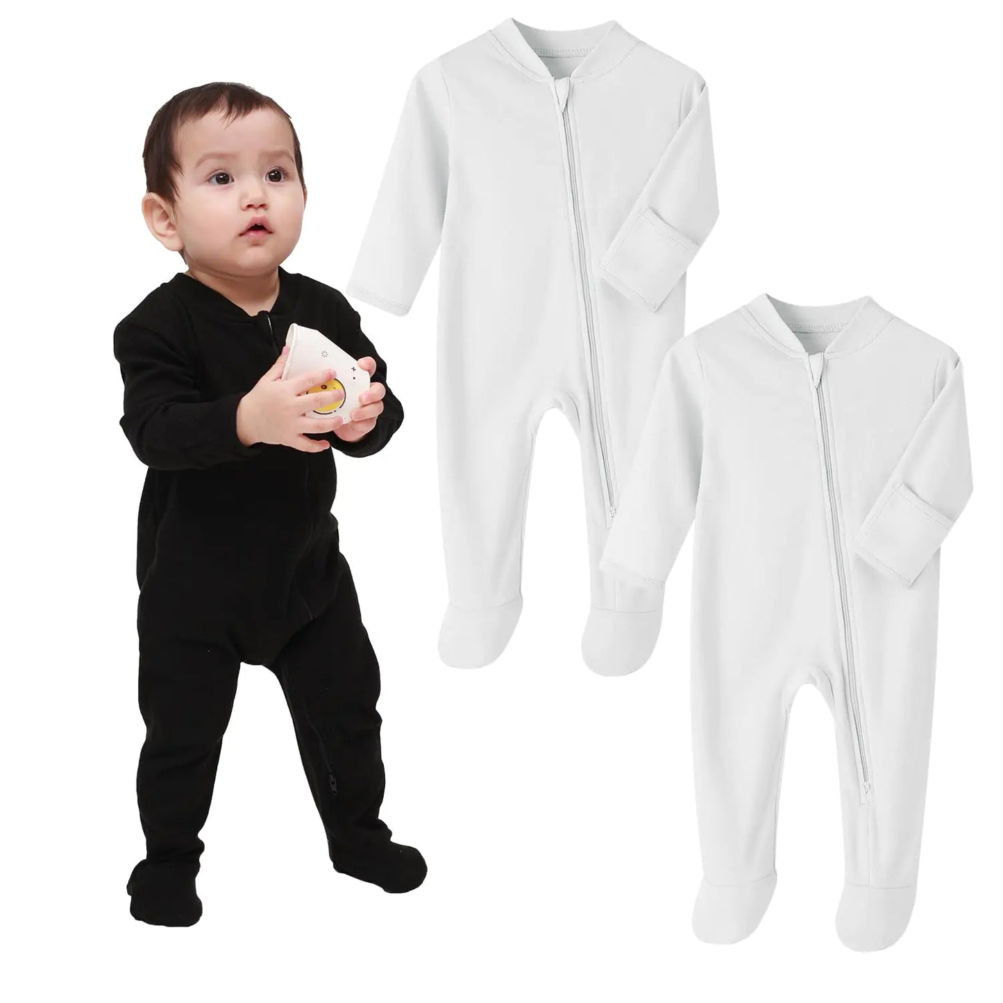 GLEAMING GRAIN Baby Kids Sleep and Play Baby Rayon Sleeper 2 Way Zip Front Footed Pajamas