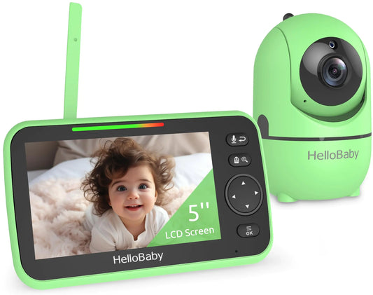 HelloBaby Upgrade Baby Video & Audio Monitor 5 Screen with 30-Hour Battery