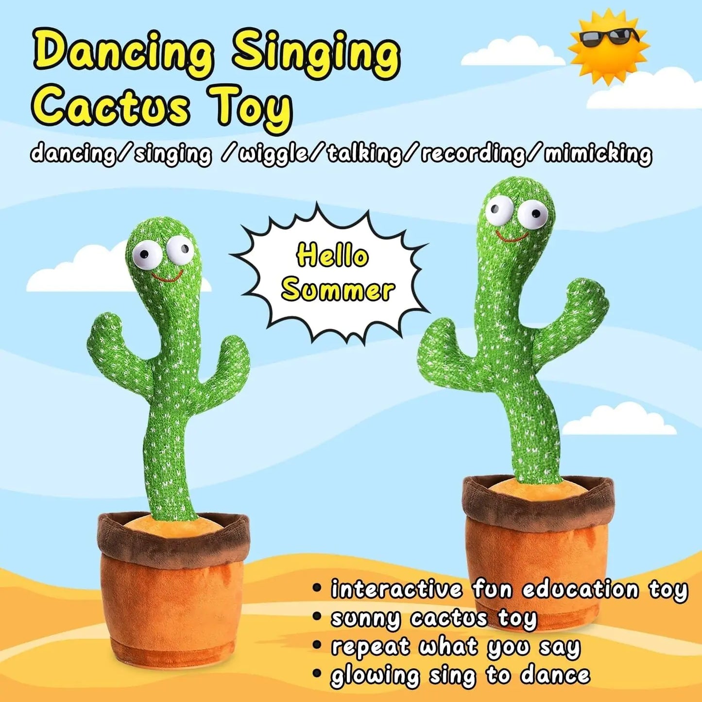 Dancing Cactus Plush Toy Doll Electronic Recording Shake