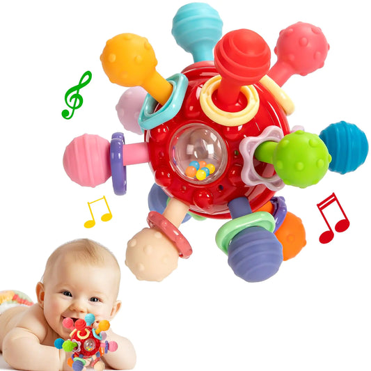 Baby Sensory Teething Toys Baby Teethers Montessori Toys for 0-6 6-12 Months Gifts for 1 Year Old Boys Girls Infant Newborn 0 3 6 9 12 18 Months Toys Baby Rattle Chew Toys Toddler Learning Toys
