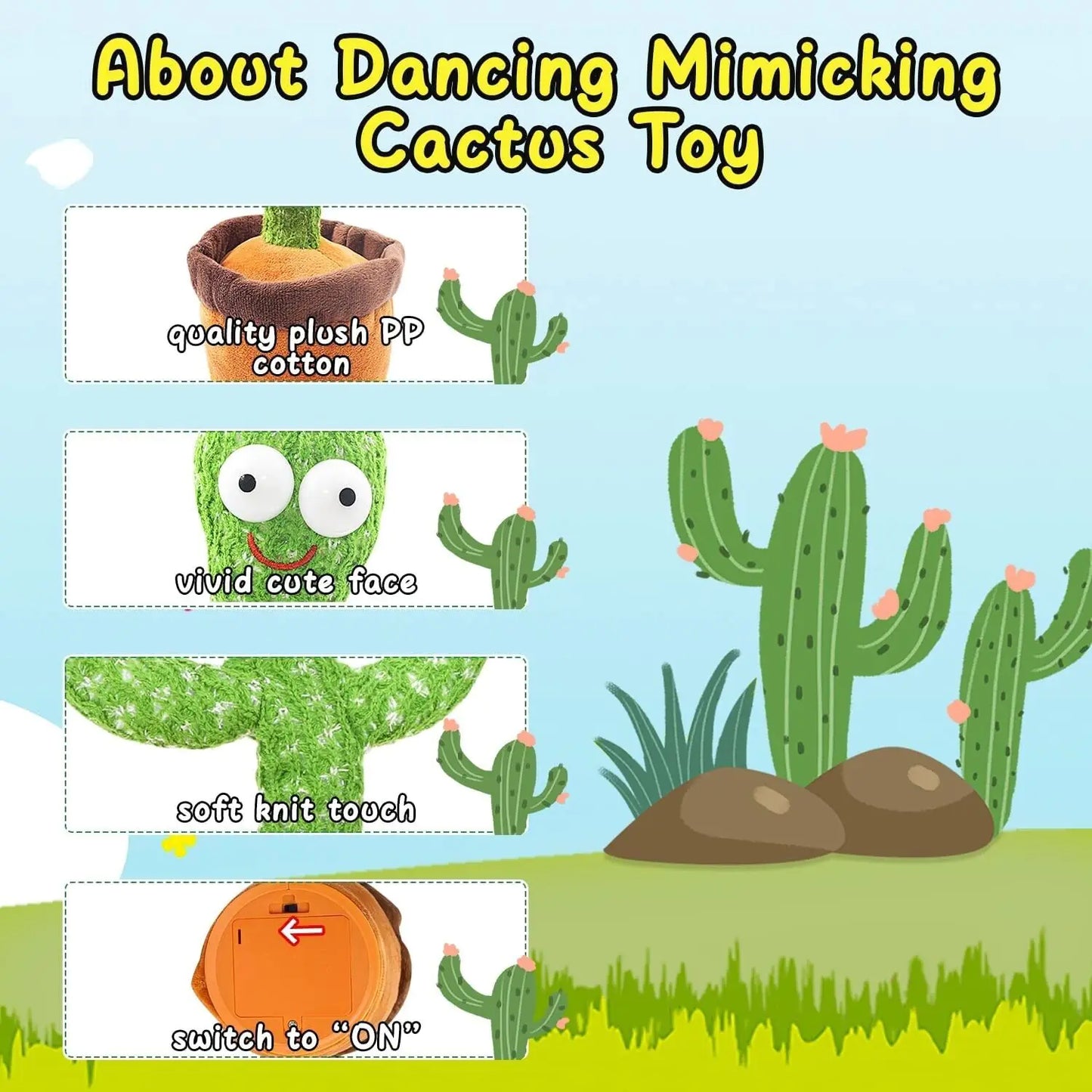 Dancing Cactus Plush Toy Doll Electronic Recording Shake