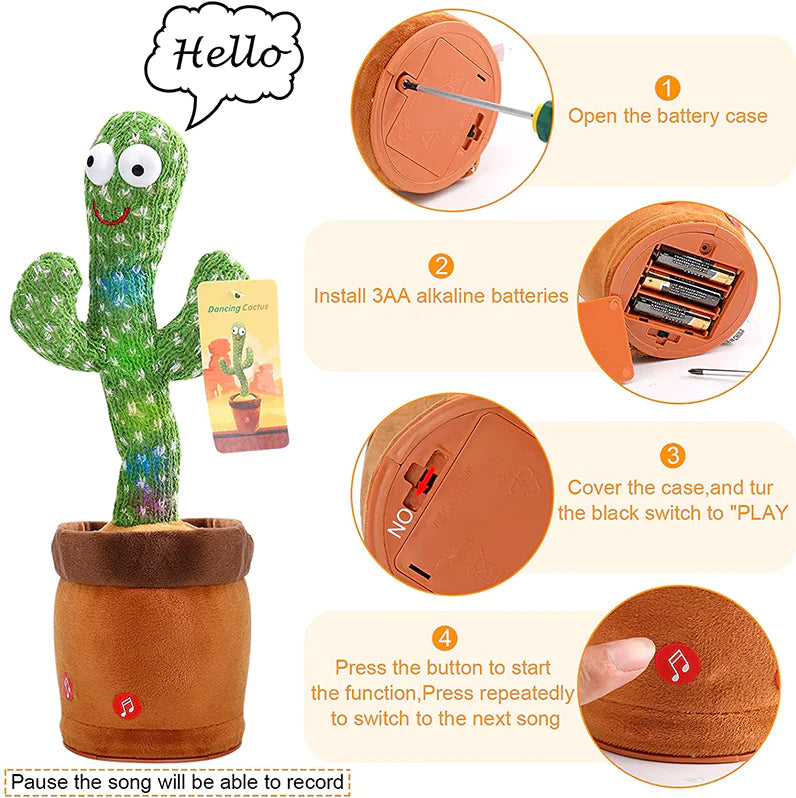 Dancing Cactus Plush Toy Doll Electronic Recording Shake